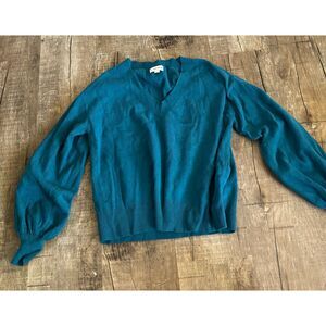 The Drop Women's V-Neck Sweater Size Small Teal Long‎ Sleeve Lightweight Knit